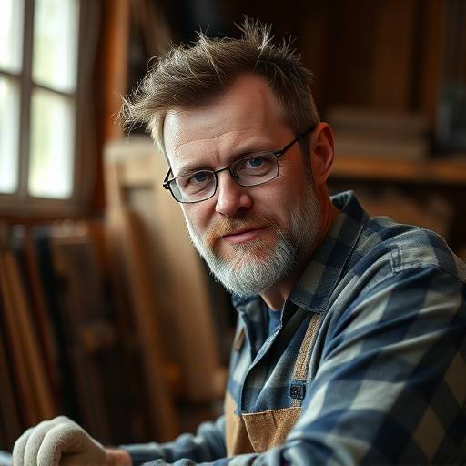 Portrait d'un homme, David Moreau, artisan qualifi&eacute; en menuiserie et finitions int&eacute;rieures.