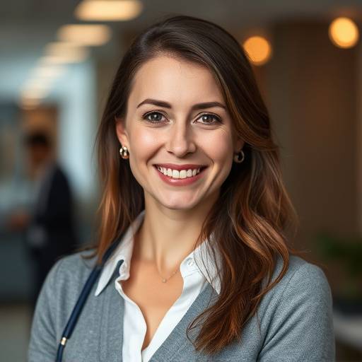 Portrait d'une femme, Sophie Martin, conseill&egrave;re client&egrave;le chez Home Comfort France, accueillante et attentive.